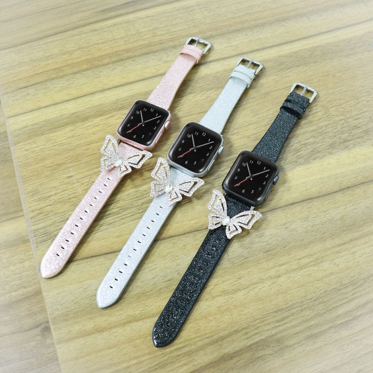Bowknot Glitter Diamond สายนาฬิกาทดแทน, For Apple Watch 5 & 4 44mm / 3 & 2 & 1 42mm