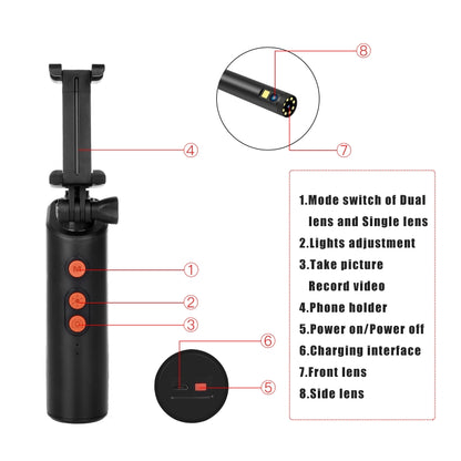 F280 1080P IP68 กล้องสองกล้องกันน้ำแบบดิจิตอล WiFi, 1m Snake Tube, 3m Snake Tube, 5m Snake Tube