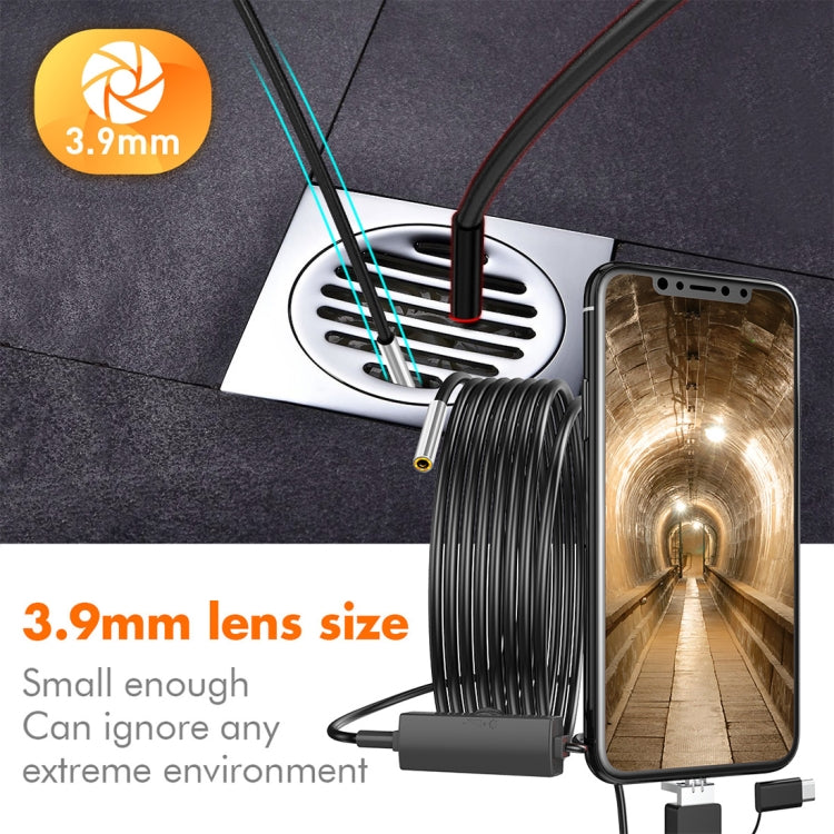 inskam107 3.9 มม. 3 ใน 1 กล้องตรวจสอบเอนโดสโคปแบบดิจิตอลอุตสาหกรรมกันน้ำ HD, 1m Hard Cable, 3.5m Hard Cable, 5m Hard Cable