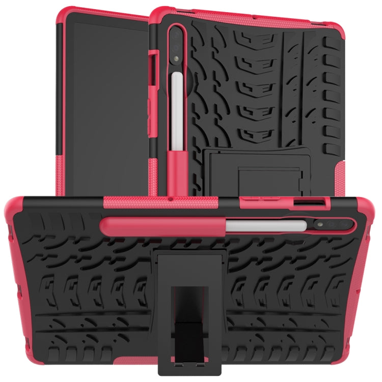 เคสกันกระแทกเนื้อยาง TPU + PC พร้อมตัวยึด, For Samsung Galaxy Tab S8 / Galaxy Tab S7 T870 / T875