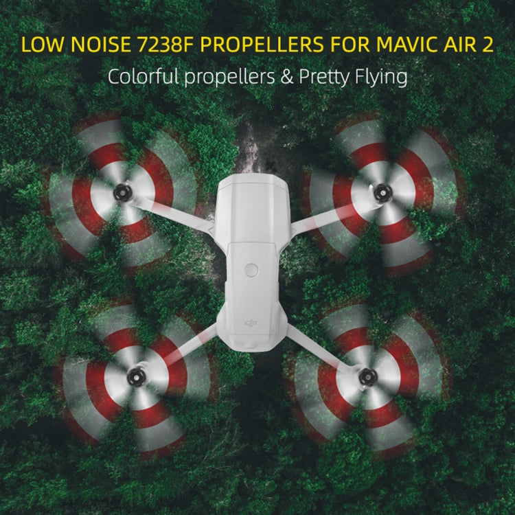 2 คู่ Sunnylife 7238F-3C สำหรับ DJI Mavic Air 2 สองด้านสองสีเสียงรบกวนต่ำใบพัดปล่อยอย่างรวดเร็ว