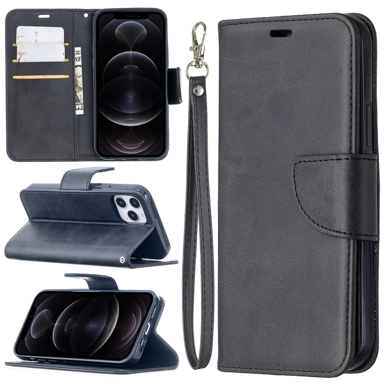Retro Lambskin Texture ซองหนัง PU พลิกแนวนอนสีบริสุทธิ์สำหรับ iPhone 11 พร้อมตัวยึดและช่องเสียบการ์ดและกระเป๋าสตางค์และเชือกเส้นเล็ก, For iPhone 12 / 12 Pro