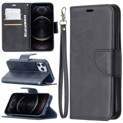 Retro Lambskin Texture ซองหนัง PU พลิกแนวนอนสีบริสุทธิ์สำหรับ iPhone 11 พร้อมตัวยึดและช่องเสียบการ์ดและกระเป๋าสตางค์และเชือกเส้นเล็ก, For iPhone 12 / 12 Pro