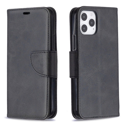 Retro Lambskin Texture ซองหนัง PU พลิกแนวนอนสีบริสุทธิ์สำหรับ iPhone 11 พร้อมตัวยึดและช่องเสียบการ์ดและกระเป๋าสตางค์และเชือกเส้นเล็ก, For iPhone 12 / 12 Pro