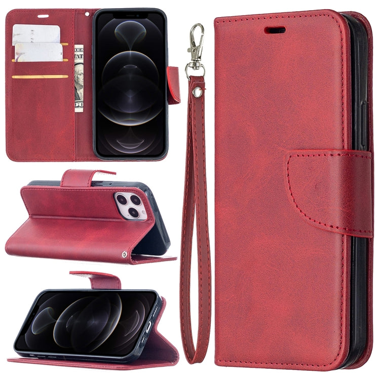 Retro Lambskin Texture ซองหนัง PU พลิกแนวนอนสีบริสุทธิ์สำหรับ iPhone 11 พร้อมตัวยึดและช่องเสียบการ์ดและกระเป๋าสตางค์และเชือกเส้นเล็ก, For iPhone 12 / 12 Pro