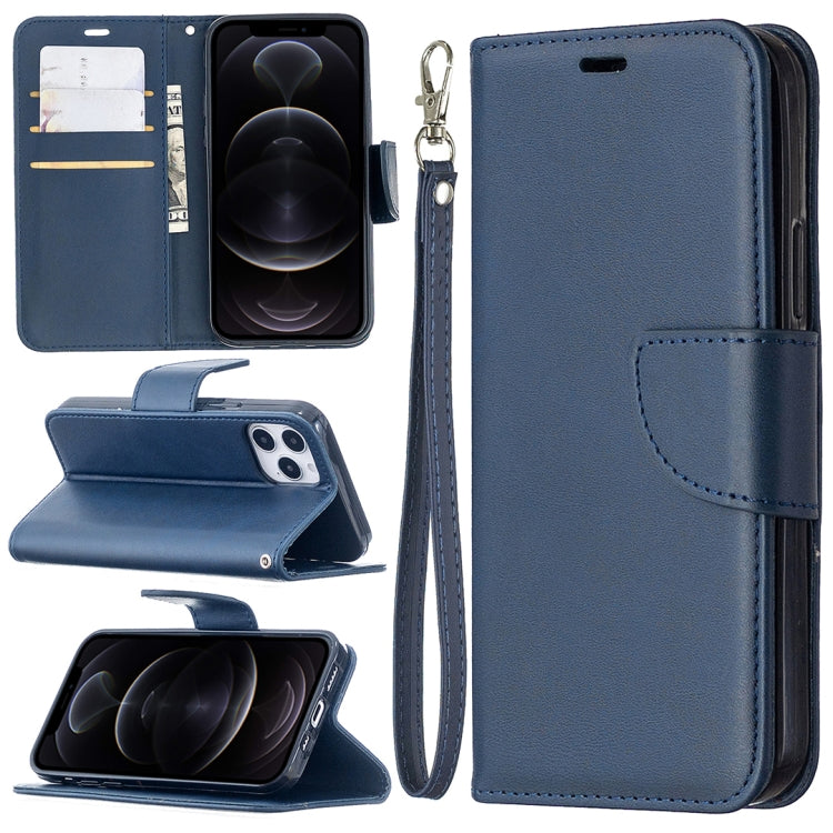 Retro Lambskin Texture ซองหนัง PU พลิกแนวนอนสีบริสุทธิ์สำหรับ iPhone 11 พร้อมตัวยึดและช่องเสียบการ์ดและกระเป๋าสตางค์และเชือกเส้นเล็ก, For iPhone 12 / 12 Pro
