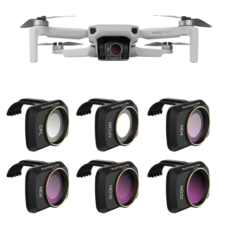 Sunnylife MM-FI9258 สำหรับ DJI Mavic มินิ 6 ใน 1 โดรน MCUV + CPL + ND4 + ND8 + ND16 + ND32 เลนส์กรอง, MCUV+CPL+ND4+ND8+ND16+ND32