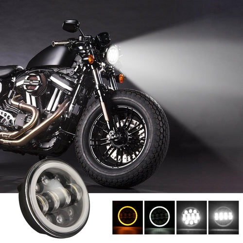 EagleVision DC9-30V 35W 6000K 4000LM 5.75 นิ้วรอบรถจักรยานยนต์ 6LEDs ไฟหน้า Angel Eye สำหรับ Harley-Davidson, 6LEDs