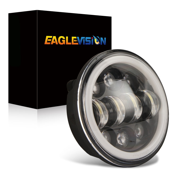 EagleVision DC9-30V 35W 6000K 4000LM 5.75 นิ้วรอบรถจักรยานยนต์ 6LEDs ไฟหน้า Angel Eye สำหรับ Harley-Davidson, 6LEDs