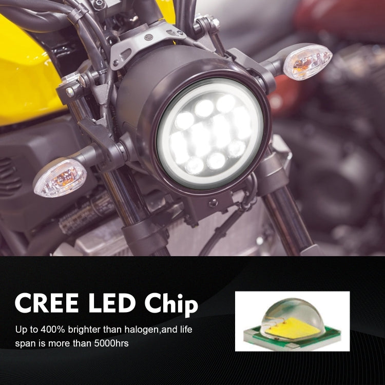 EagleVision DC9-30V 35W 6000K 4000LM 5.75 นิ้วรอบรถจักรยานยนต์ 6LEDs ไฟหน้า Angel Eye สำหรับ Harley-Davidson, 6LEDs