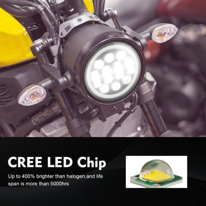 EagleVision DC9-30V 35W 6000K 4000LM 5.75 นิ้วรอบรถจักรยานยนต์ 6LEDs ไฟหน้า Angel Eye สำหรับ Harley-Davidson, 6LEDs