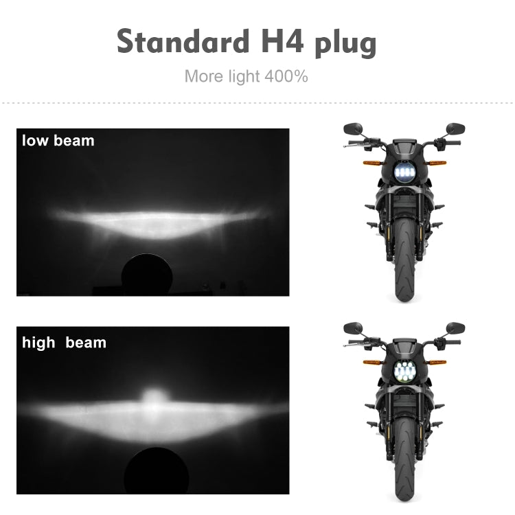 EagleVision DC9-30V 35W 6000K 4000LM 5.75 นิ้วรอบรถจักรยานยนต์ 6LEDs ไฟหน้า Angel Eye สำหรับ Harley-Davidson, 6LEDs