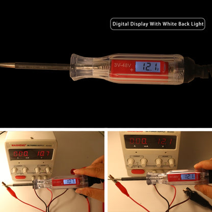 เครื่องทดสอบไฟฟ้ารถยนต์จอแสดงผลดิจิตอล 3-48V, Car Electric Tester