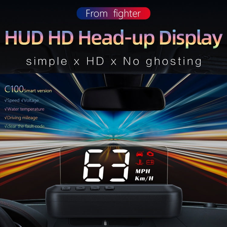C100 รถ HUD Head-up Display OBD2 รหัสความผิดปกติกำจัด Overspeed / Fault Alarm, C100
