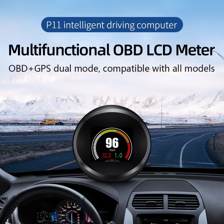 P11 OBD2 + โหมด GPS จอแสดงผลรถยนต์ HUD Head-up อุณหภูมิน้ำ / ความเร็วรถ / แรงดันไฟฟ้า / จอแสดงผลการสิ้นเปลืองน้ำมันเชื้อเพลิง, สัญญาณเตือนความเร็ว, P11