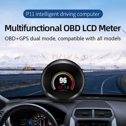 P11 OBD2 + โหมด GPS จอแสดงผลรถยนต์ HUD Head-up อุณหภูมิน้ำ / ความเร็วรถ / แรงดันไฟฟ้า / จอแสดงผลการสิ้นเปลืองน้ำมันเชื้อเพลิง, สัญญาณเตือนความเร็ว, P11