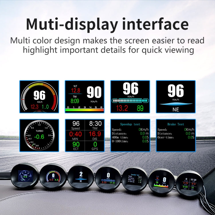 P11 OBD2 + โหมด GPS จอแสดงผลรถยนต์ HUD Head-up อุณหภูมิน้ำ / ความเร็วรถ / แรงดันไฟฟ้า / จอแสดงผลการสิ้นเปลืองน้ำมันเชื้อเพลิง, สัญญาณเตือนความเร็ว, P11