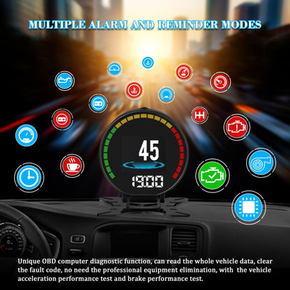 P15 OBD2 รถ HUD Head-up Display อุณหภูมิน้ำ / ความเร็วรถ / แรงดันไฟฟ้า, P15