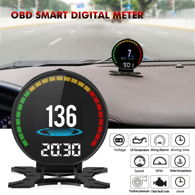 P15 OBD2 รถ HUD Head-up Display อุณหภูมิน้ำ / ความเร็วรถ / แรงดันไฟฟ้า, P15
