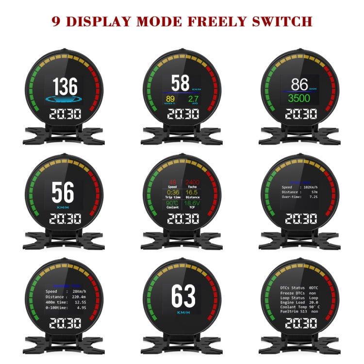 P15 OBD2 รถ HUD Head-up Display อุณหภูมิน้ำ / ความเร็วรถ / แรงดันไฟฟ้า, P15