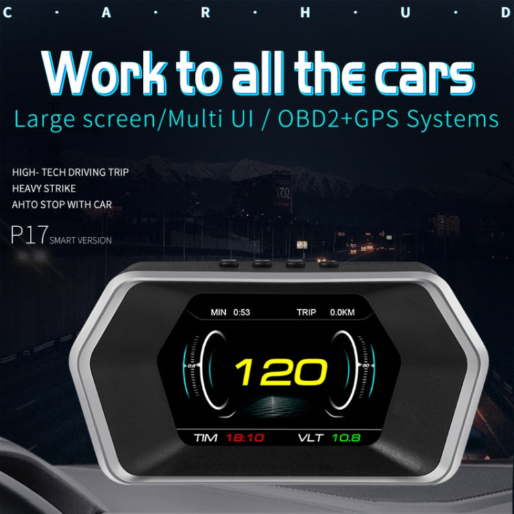 P17 รถ HUD Head-up Display GPS เครื่องวัดความเร็วรถ OBD2 รหัสกำจัดข้อผิดพลาด, P17
