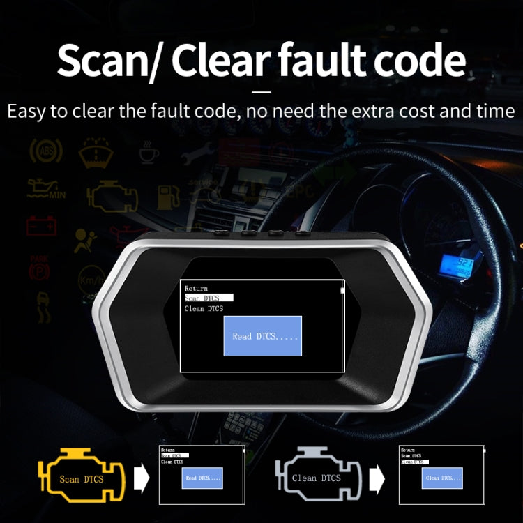 P17 รถ HUD Head-up Display GPS เครื่องวัดความเร็วรถ OBD2 รหัสกำจัดข้อผิดพลาด, P17