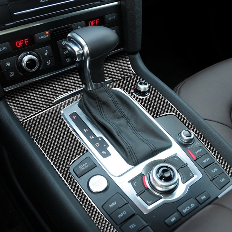 2 in 1 รถคาร์บอนไฟเบอร์แผงเกียร์ + ไฟแช็กสติกเกอร์ตกแต่งสำหรับ Audi Q7 2008-2015, Gear Panel + Cigarette Lighter