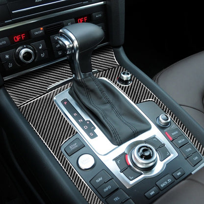 2 in 1 รถคาร์บอนไฟเบอร์แผงเกียร์ + ไฟแช็กสติกเกอร์ตกแต่งสำหรับ Audi Q7 2008-2015, Gear Panel + Cigarette Lighter
