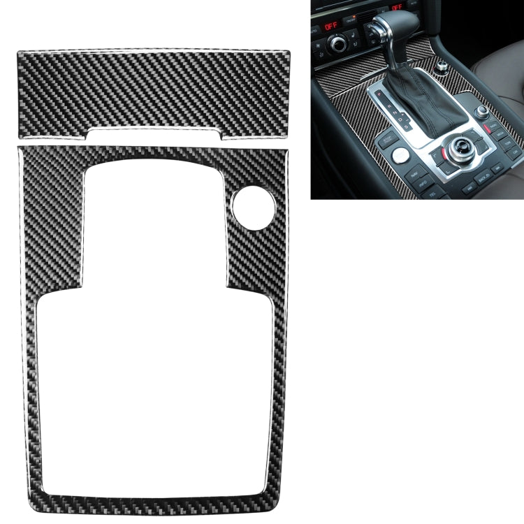 2 in 1 รถคาร์บอนไฟเบอร์แผงเกียร์ + ไฟแช็กสติกเกอร์ตกแต่งสำหรับ Audi Q7 2008-2015, Gear Panel + Cigarette Lighter