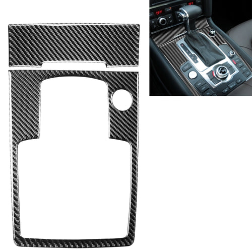 2 in 1 รถคาร์บอนไฟเบอร์แผงเกียร์ + ไฟแช็กสติกเกอร์ตกแต่งสำหรับ Audi Q7 2008-2015, Gear Panel + Cigarette Lighter
