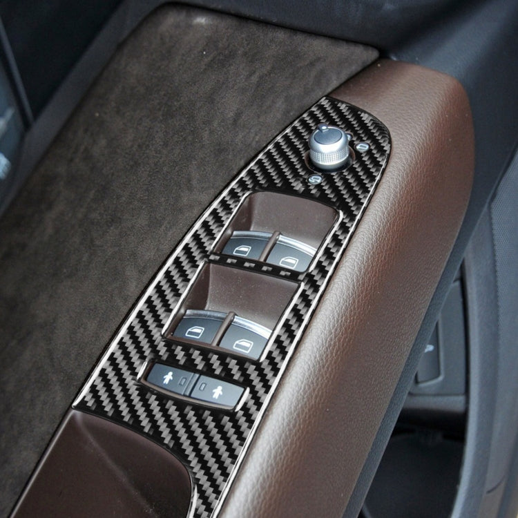 6 ใน 1 รถคาร์บอนไฟเบอร์กระจกหน้าต่างยกแผงสติกเกอร์ตกแต่งสำหรับ Audi Q7 2008-2015, ไดรฟ์ซ้าย, Window Glass Lifter, Left Drive