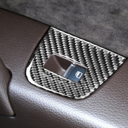 6 ใน 1 รถคาร์บอนไฟเบอร์กระจกหน้าต่างยกแผงสติกเกอร์ตกแต่งสำหรับ Audi Q7 2008-2015, ไดรฟ์ซ้าย, Window Glass Lifter, Left Drive