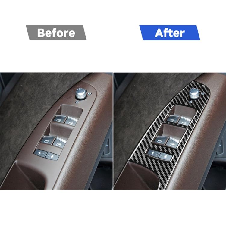 6 ใน 1 รถคาร์บอนไฟเบอร์กระจกหน้าต่างยกแผงสติกเกอร์ตกแต่งสำหรับ Audi Q7 2008-2015, ไดรฟ์ซ้าย, Window Glass Lifter, Left Drive