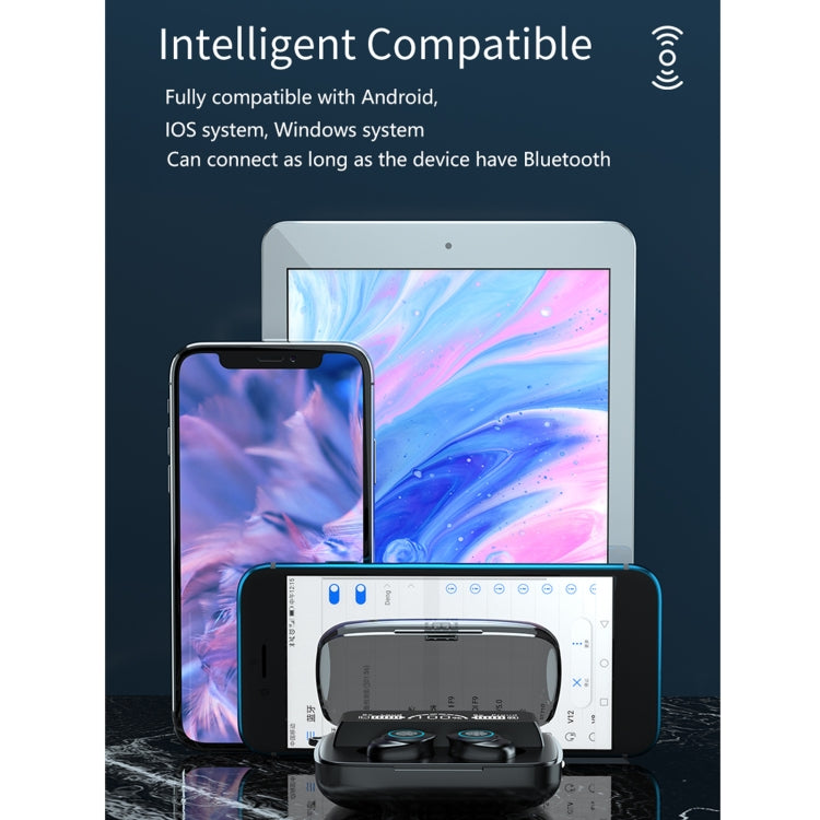 M17 บลูทูธ 5.1 จอแสดงผล LED Touch หูฟังบลูทูธไร้สายกันน้ำพร้อมกล่องชาร์จ, M17