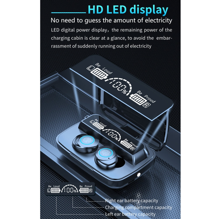 M17 บลูทูธ 5.1 จอแสดงผล LED Touch หูฟังบลูทูธไร้สายกันน้ำพร้อมกล่องชาร์จ, M17