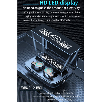 M18 บลูทูธ 5.1 จอแสดงผล LED กันน้ำไร้สาย Bluetooth หูฟังพร้อมกล่องชาร์จ, M18