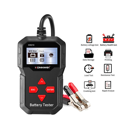 KONNWEI KW210 รถแบตเตอรี่ทดสอบแบตเตอรี่ความจุความต้านทานแบตเตอรี่เครื่องตรวจจับ, KW210