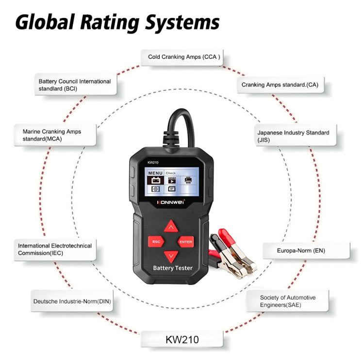 KONNWEI KW210 รถแบตเตอรี่ทดสอบแบตเตอรี่ความจุความต้านทานแบตเตอรี่เครื่องตรวจจับ, KW210