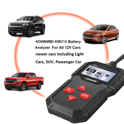 KONNWEI KW210 รถแบตเตอรี่ทดสอบแบตเตอรี่ความจุความต้านทานแบตเตอรี่เครื่องตรวจจับ, KW210