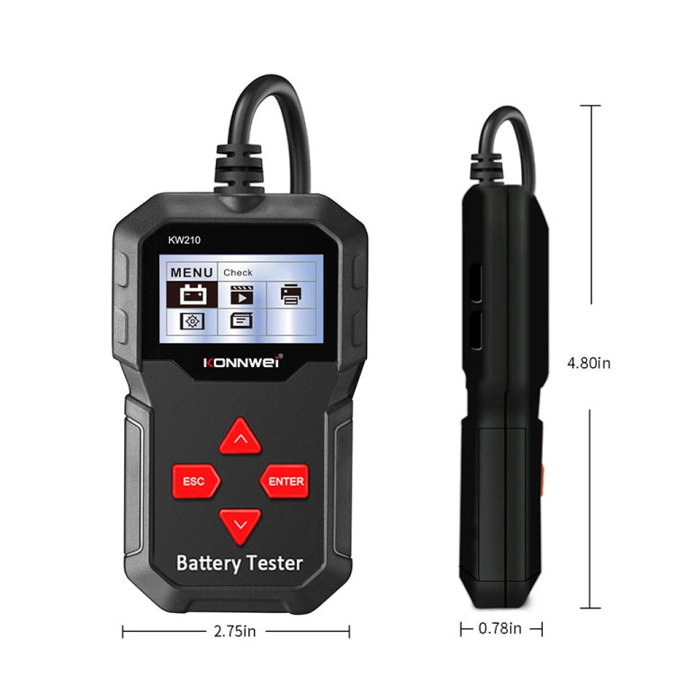 KONNWEI KW210 รถแบตเตอรี่ทดสอบแบตเตอรี่ความจุความต้านทานแบตเตอรี่เครื่องตรวจจับ, KW210