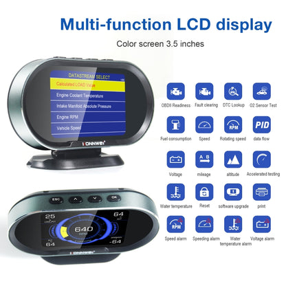 KONNWEI KW206 2 in 1 OBDII / EOBD12V เครื่องสแกนข้อบกพร่องในรถยนต์ + จอ LCD ขนาด 3.5 นิ้ว, KW206