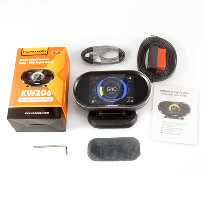KONNWEI KW206 2 in 1 OBDII / EOBD12V เครื่องสแกนข้อบกพร่องในรถยนต์ + จอ LCD ขนาด 3.5 นิ้ว, KW206