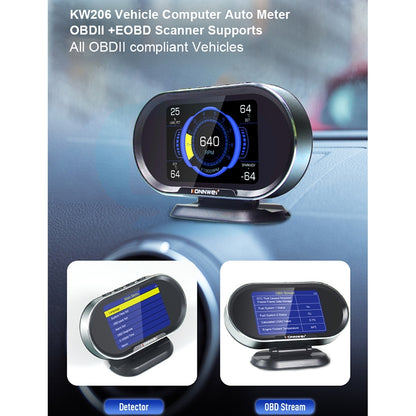 KONNWEI KW206 2 in 1 OBDII / EOBD12V เครื่องสแกนข้อบกพร่องในรถยนต์ + จอ LCD ขนาด 3.5 นิ้ว, KW206