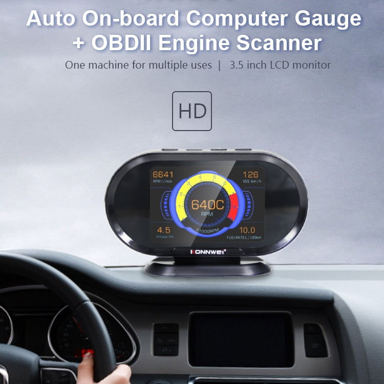 KONNWEI KW206 2 in 1 OBDII / EOBD12V เครื่องสแกนข้อบกพร่องในรถยนต์ + จอ LCD ขนาด 3.5 นิ้ว, KW206