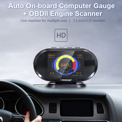 KONNWEI KW206 2 in 1 OBDII / EOBD12V เครื่องสแกนข้อบกพร่องในรถยนต์ + จอ LCD ขนาด 3.5 นิ้ว, KW206