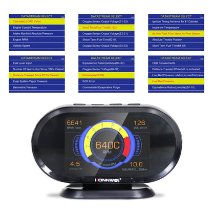 KONNWEI KW206 2 in 1 OBDII / EOBD12V เครื่องสแกนข้อบกพร่องในรถยนต์ + จอ LCD ขนาด 3.5 นิ้ว, KW206
