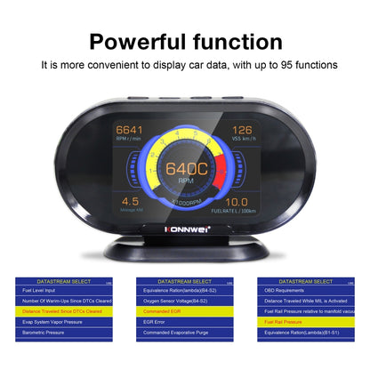 KONNWEI KW206 2 in 1 OBDII / EOBD12V เครื่องสแกนข้อบกพร่องในรถยนต์ + จอ LCD ขนาด 3.5 นิ้ว, KW206