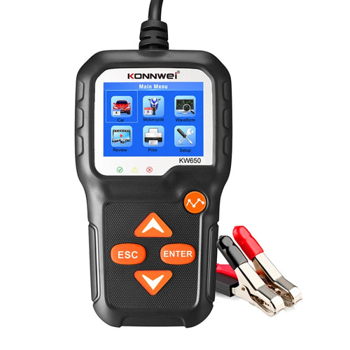 KONNWEI KW650 6V- 12V รถแบตเตอรี่รถจักรยานยนต์เครื่องตัดหญ้าเครื่องตรวจจับ 2.4 นิ้วสีจอแสดงผลและกราฟรูปคลื่น, KW650