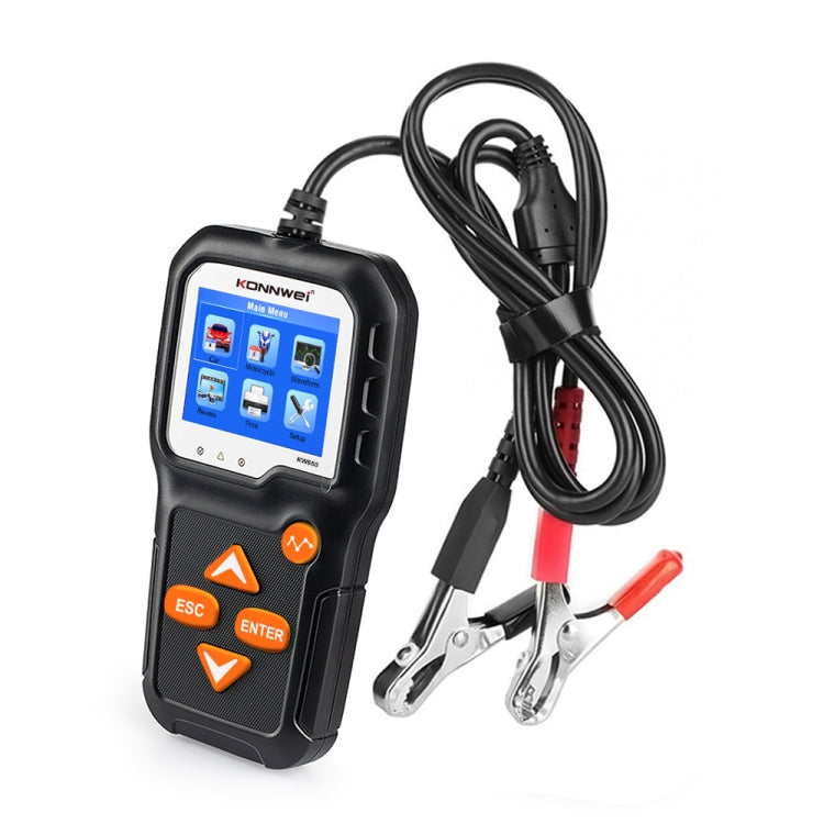 KONNWEI KW650 6V- 12V รถแบตเตอรี่รถจักรยานยนต์เครื่องตัดหญ้าเครื่องตรวจจับ 2.4 นิ้วสีจอแสดงผลและกราฟรูปคลื่น, KW650