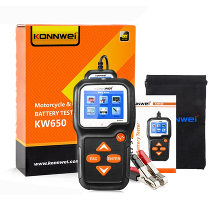 KONNWEI KW650 6V- 12V รถแบตเตอรี่รถจักรยานยนต์เครื่องตัดหญ้าเครื่องตรวจจับ 2.4 นิ้วสีจอแสดงผลและกราฟรูปคลื่น, KW650